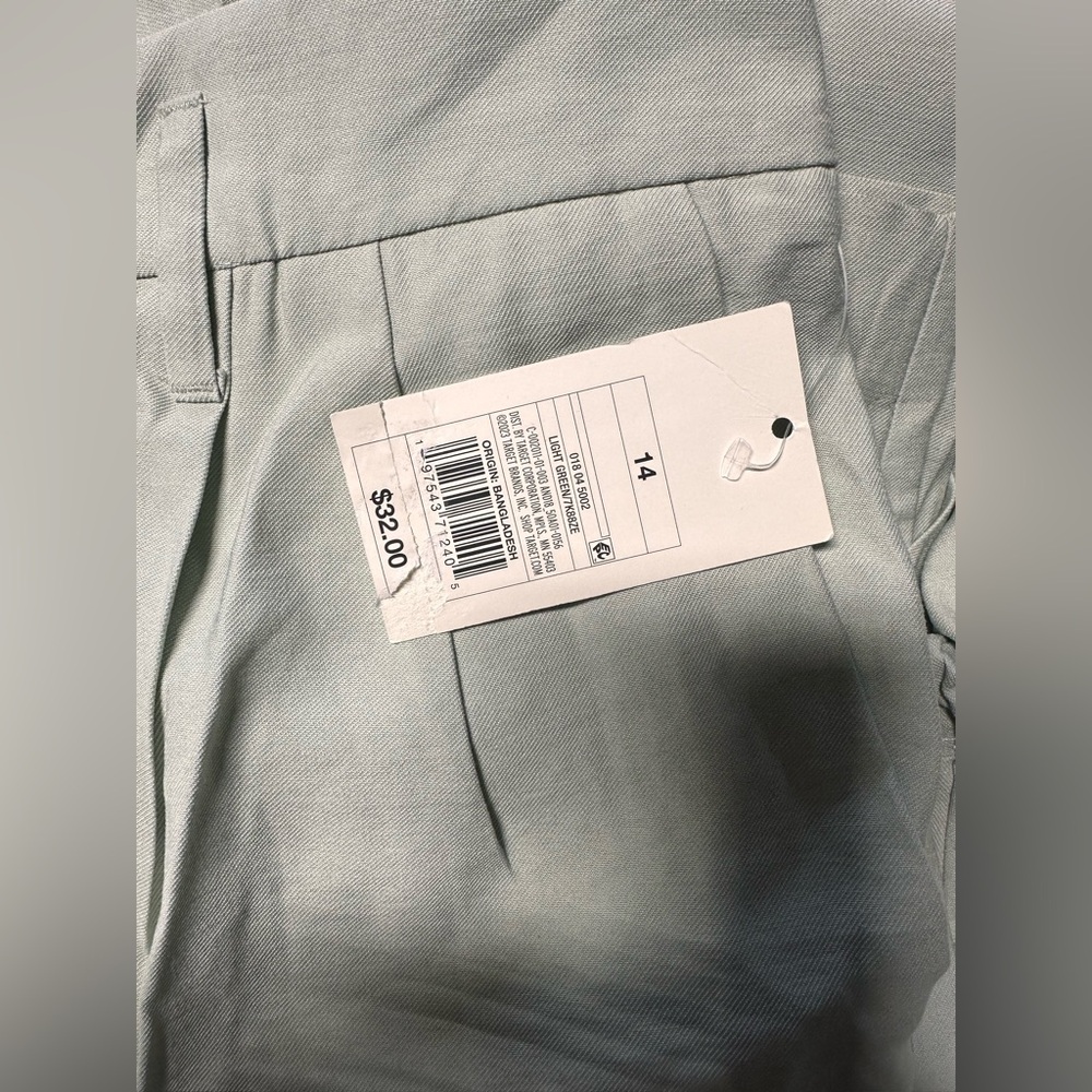 A New Day High-Rise Pleat Front Straight Trousers Pants - Light Green NEW - Picture 4 of 6